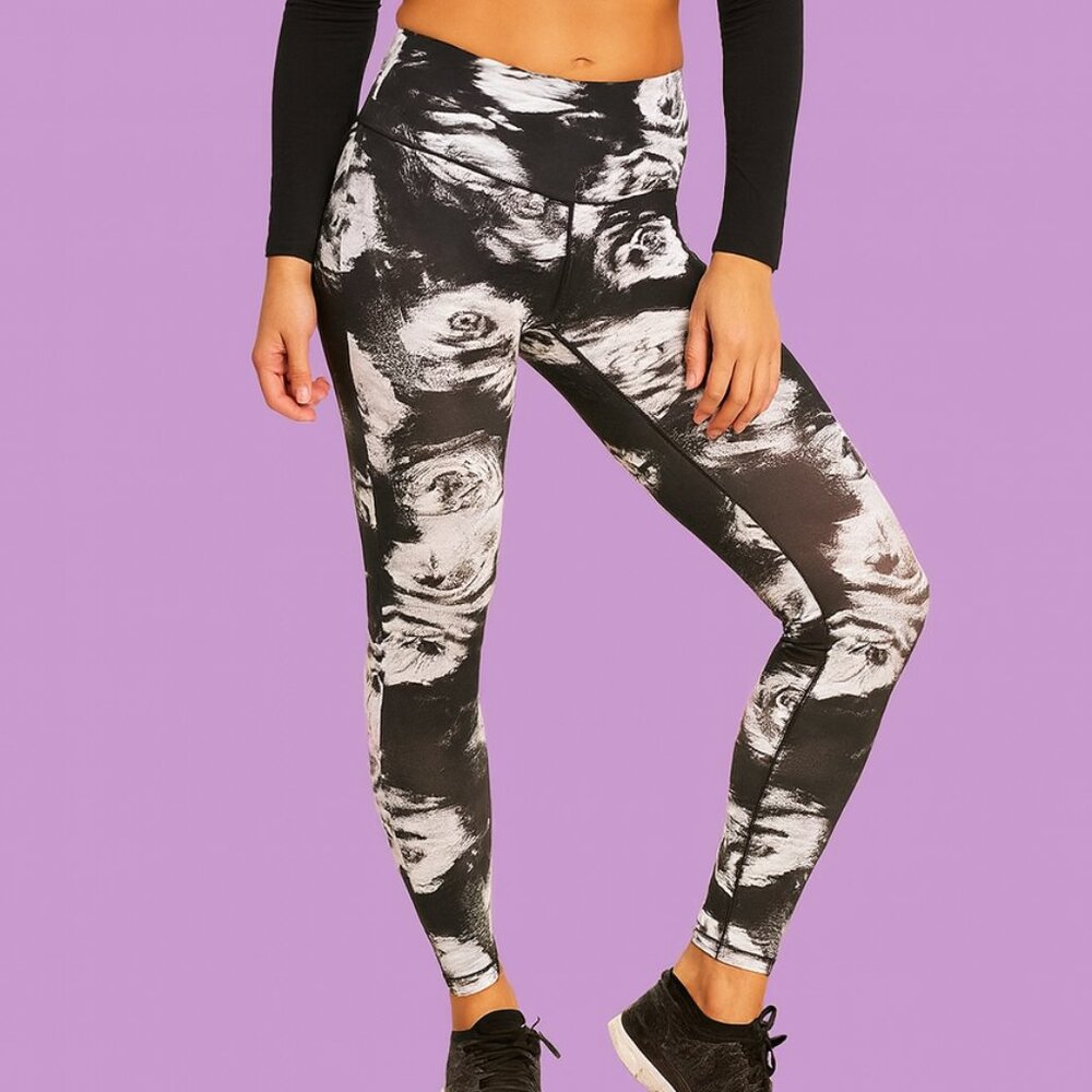 NOBO Black & White Floral Leggings XXL | Stretch Pull-On Pants